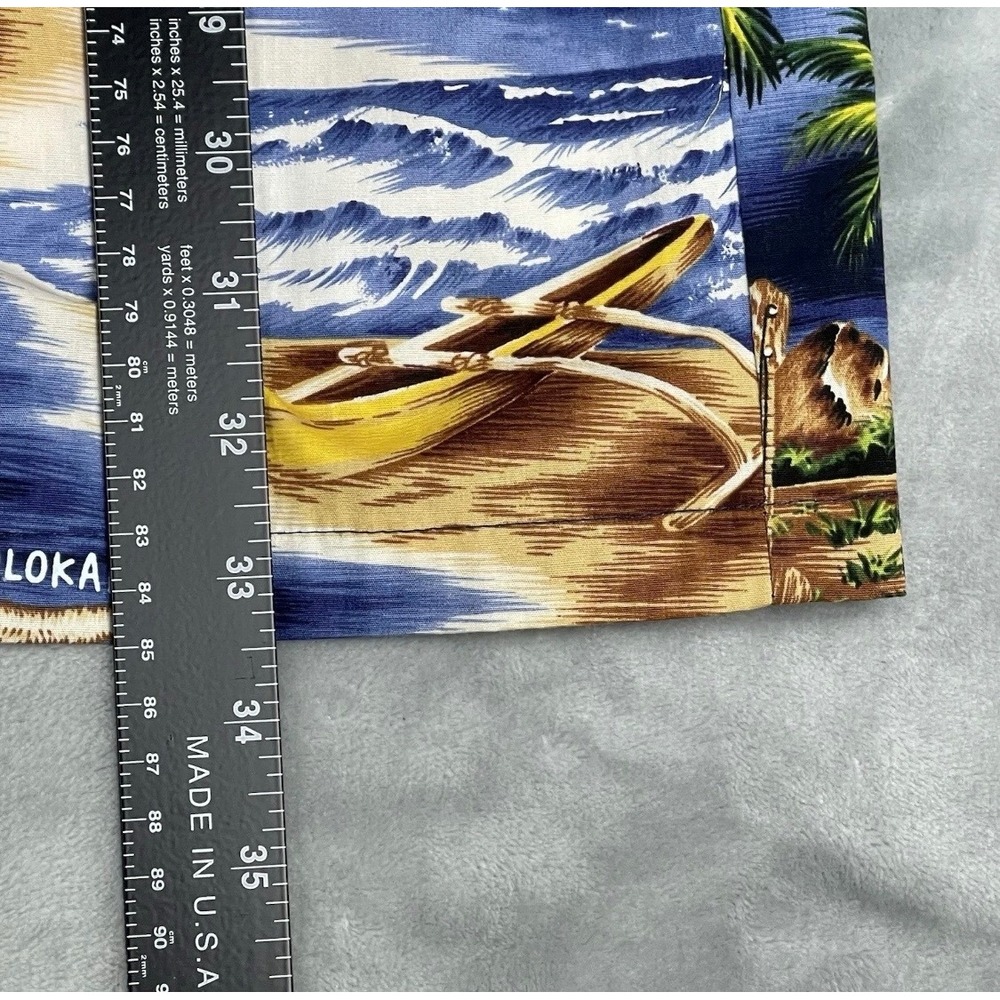 RJC Hawaiian Shirt Mens 4XL Blue Excellent Island Map Hibiscus Aloha 102C - Picture 5 of 6